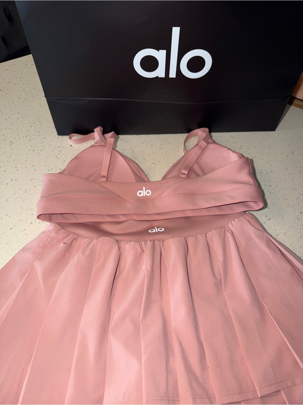 ALO Yoga Girls' Dusty Pink Active Dress with Built-In Shelf Bra - Picture 1 of 6